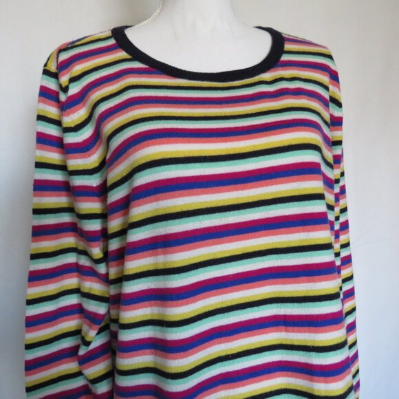 Talbots Multicolor Stripes Pullover Long Sleeves Women’s Sweater 2X - Picture 2 of 7